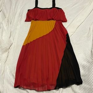 ASOS Red and Black Colorblock Dress